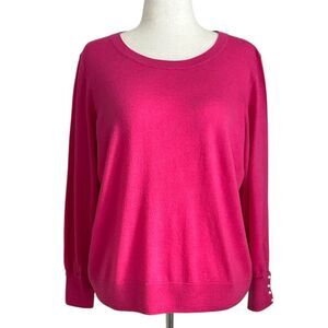 Talbots Pure Merino Wool Sweater Pink 2XP Woman Petites Pearl Cuff Detail